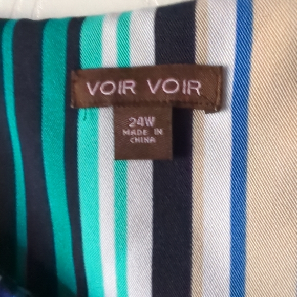 Voir Voir Round Neck Stripe Sleeveless Stretch Side Zip Jersey Shift Dress  24W - Picture 3 of 11